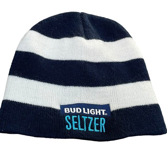 Bud Light Seltzer Mens OS Beanie Hat Cap Knit Budweiser Beer Promo Merch Stripe - Picture 4 of 9